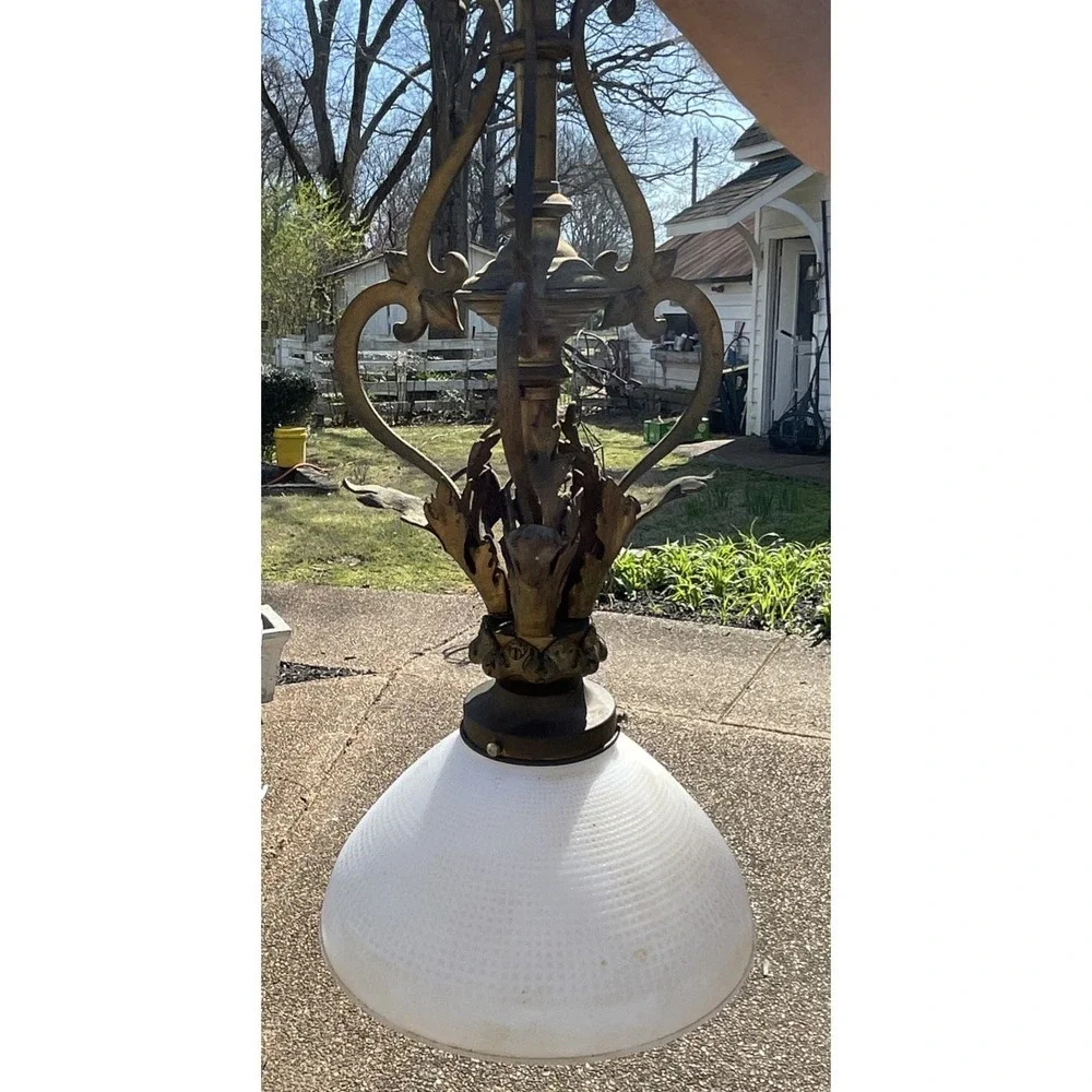 VTG Brass‎ Old World Light Fixtures Rococo Art Nouveau Victorian Revival Pendant
